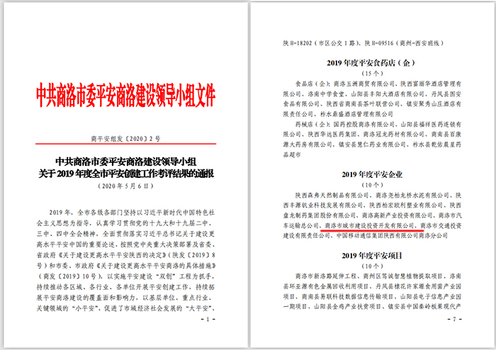 市城投公司榮獲2019年度平安企業(yè)稱號(hào)